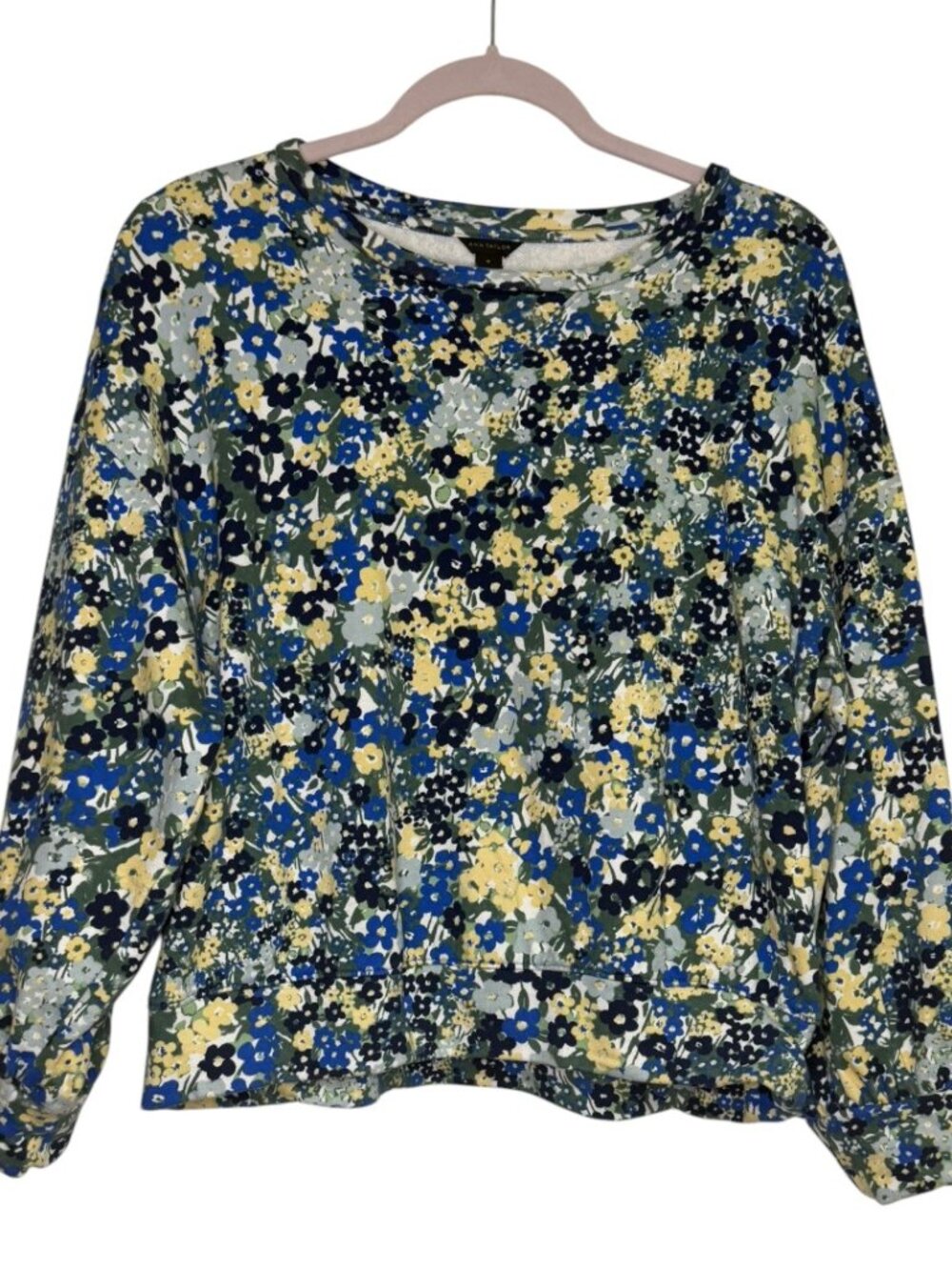 Ann Taylor Puff Sleeve Lightweight Floral Sweatshirt - Size Medium